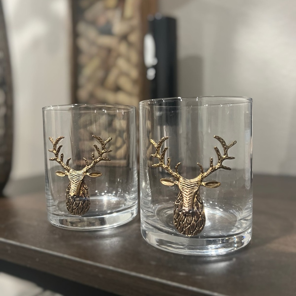 Gold Stag Whiskey Glass Set